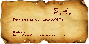 Prisztavok András névjegykártya